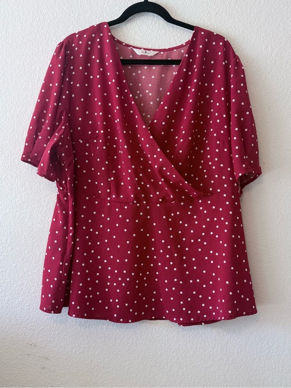 Agnes Orinda Women's Red Polka Dot Wrap Top 0295